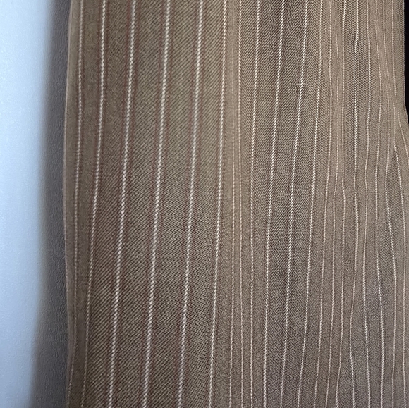 SEVENTY Venezia Vintage Tan Pin Stripe Pleated Midi Skirt 90s Academia - Picture 3 of 10